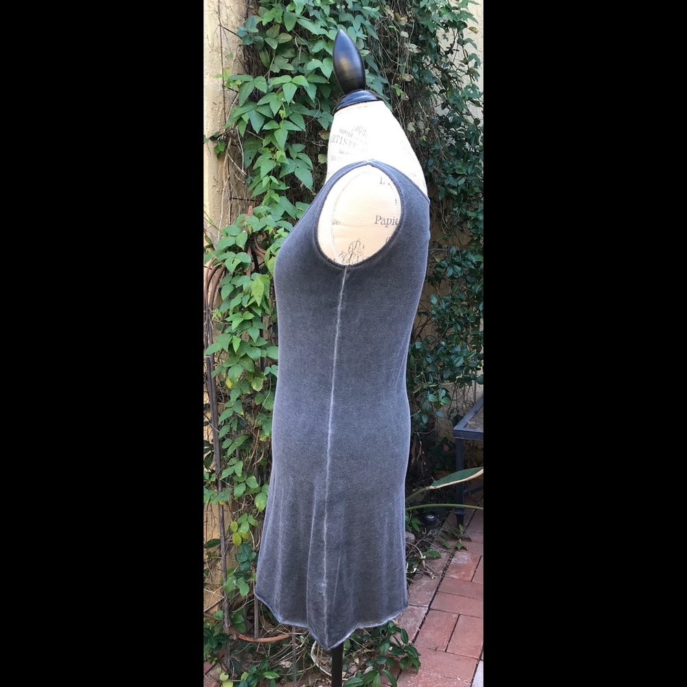 High End Boutique Slate Blue Gray Dress w/ Under-Dress Embroidered Coral Size S - Picture 13 of 16